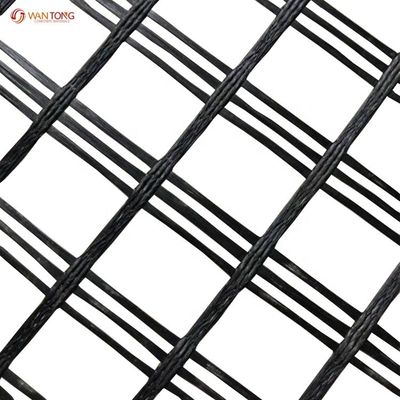 Versterking van het wegbed Biaxiaal Polyester Geogrid Gemaakt van 80-80 PET-materiaal in geel