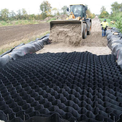 Geocell met textuur/perforatie uit HDPE, optimaal voor hellings-/beveiligingsmuren/wegversterking