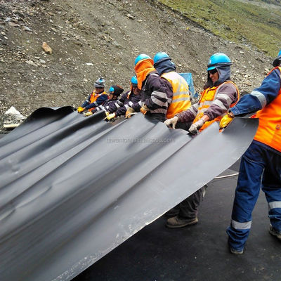 Chinese design stijl 1.0 mm glad oppervlak HDPE Zwarte Geomembrane Roll voor garnalen