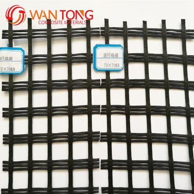 Versterking van de wegbank Biaxiaal Polyester Geo Grid 80-80 PET 1m-6m Breedte Bitumen gecoat