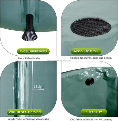 Groen opvouwbaar PVC regenvat 66 gallon 250L draagbare wateropslagvat opvouwbaar