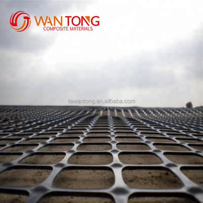 1-6 m Breedte 30 kn Plastic PP Bi-axiale geogrid Geotextiel voor wegbouw